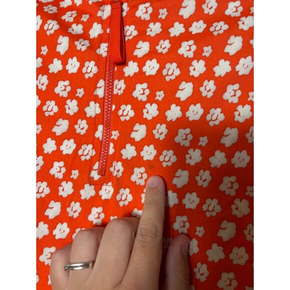 J Crew Rash Guard Swim Top Women's Size Small Orange White Floral Water Sports - Picture 4 of 4
